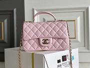 Chanel Mini Classic Flap Bag With Handle In Pink-12*20*6cm - 1