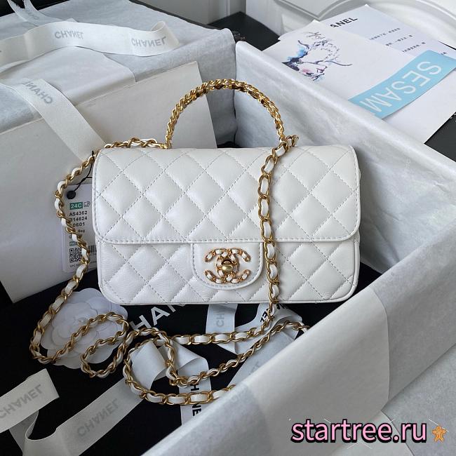 Chanel Flap Bag With Diamand Handle White-21cm - 1