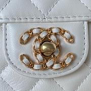 Chanel Flap Bag With Diamand Handle White-21cm - 3