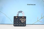 DIOR Metallic Satin Celestial Bead Embroidery Cannage Mini Lady Dior Blue - 1