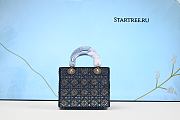 DIOR Metallic Satin Celestial Bead Embroidery Cannage Mini Lady Dior Blue - 2