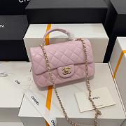 Chanel CLassic Flap Lambskin Pink With Handle-20*13*9cm - 1