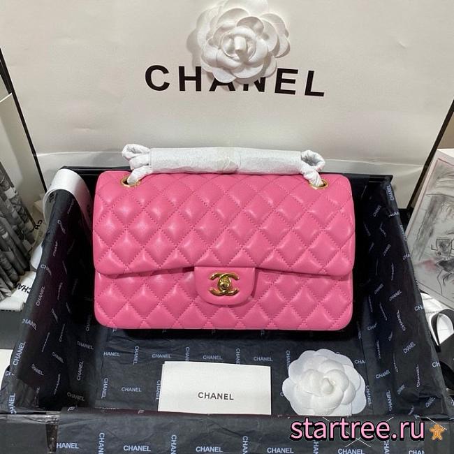Chanel Medium Classic Flap Bag in Rose Red With Gold Hardware-25cm - 1