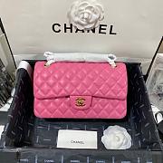 Chanel Medium Classic Flap Bag in Rose Red With Gold Hardware-25cm - 1