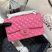 Chanel Medium Classic Flap Bag in Rose Red With Gold Hardware-25cm - 6