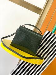 YSL SAINT LAURENT Crocodile Embossed Mini Classic Monogram Cassandra Top Handle Green-24*20*11CM - 2