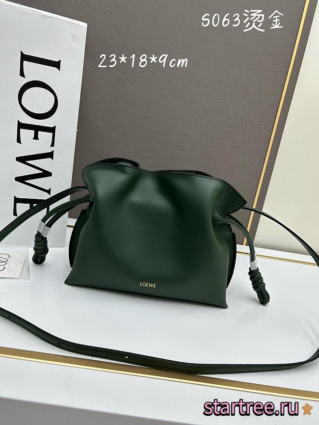 LOEWE | Mini Flamenco Dark Green clutch in nappa calfskin - 22.5x18x9cm - 1