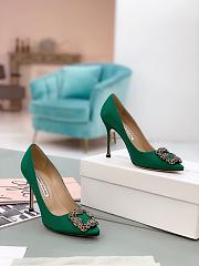 MANOLO BLAHNIK Satin Heels Green  - 4