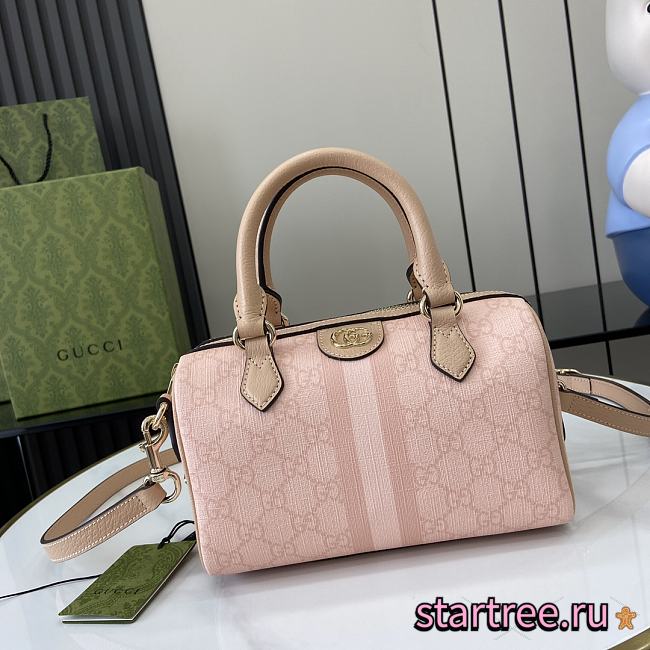 GUCCI OPHIDIA GG MINI TOP HANDLE BAG DUST PINK-21.5x14x11.5cm - 1