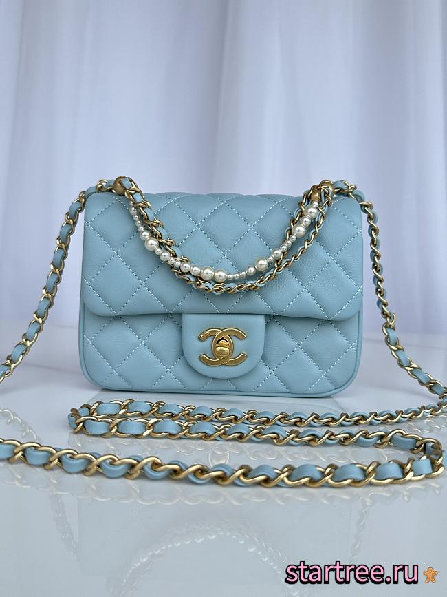 Chanel Mini Flap Bag Blue-17cm - 1