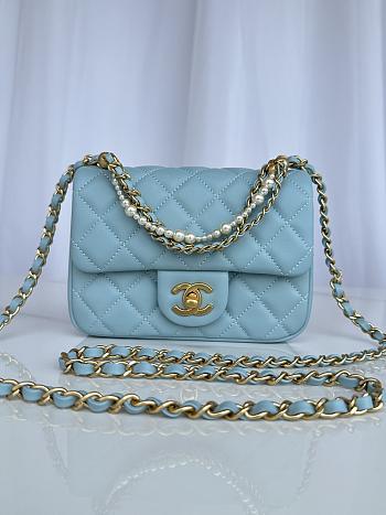 Chanel Mini Flap Bag Blue-17cm