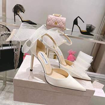 JIMMY CHOO HEELS White With Bowknot