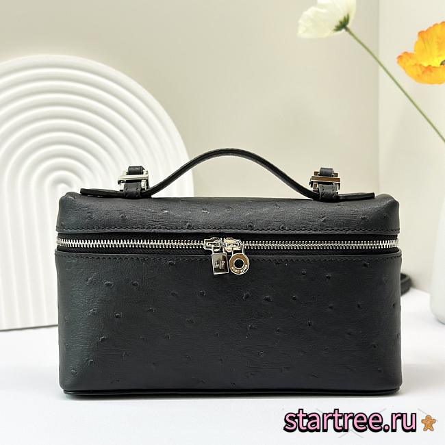 Loro Piana Extra Pocket Ostrich Bag Black-11*19*6.5CM - 1
