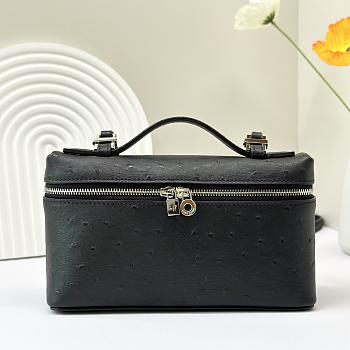 Loro Piana Extra Pocket Ostrich Bag Black-11*19*6.5CM