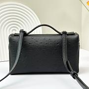 Loro Piana Extra Pocket Ostrich Bag Black-11*19*6.5CM - 3