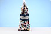 Dior Large Book Tote White fabric with multi-color Fantastica Jouy print embroidery - 5