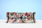 Dior Large Book Tote White fabric with multi-color Fantastica Jouy print embroidery - 4