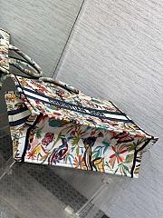 Dior Medium Book Tote White fabric with multi-color Fantastica Jouy print - 5