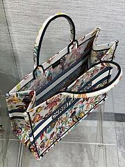 Dior Medium Book Tote White fabric with multi-color Fantastica Jouy print - 3