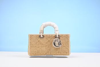 Dior Lady D-Joy Medium Natural Macrocannage Raffia - 26cm