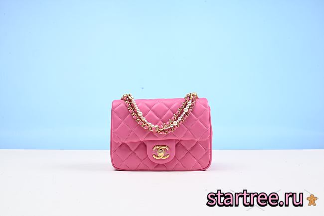 Chanel MINI FLAP BAG Rose Red-17cm - 1