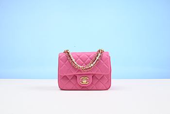 Chanel MINI FLAP BAG Rose Red-17cm