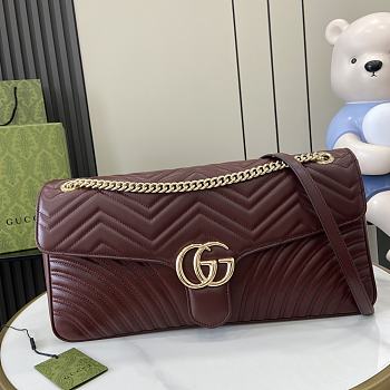 GUCCI GG MARMONT LARGE SHOULDER BAG RED WINE-40cm x 21cm x 8.5cm
