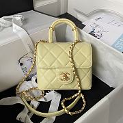 Chanel 23S Flap Bag Lamskin In Light Yellow AS403515 -15.5*7.5cm - 1