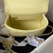 Chanel 23S Flap Bag Lamskin In Light Yellow AS403515 -15.5*7.5cm - 3