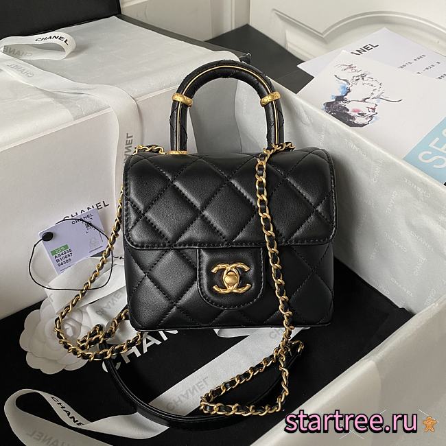 Chanel 23S Flap Bag Lamskin In Black AS403515 -15.5*7.5cm - 1