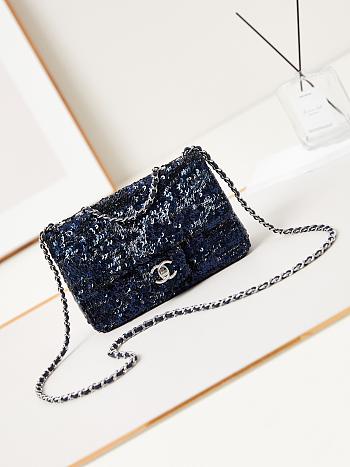 Chanel Small Classic Flap Bag With Sequins 24A  AS3269-20cm