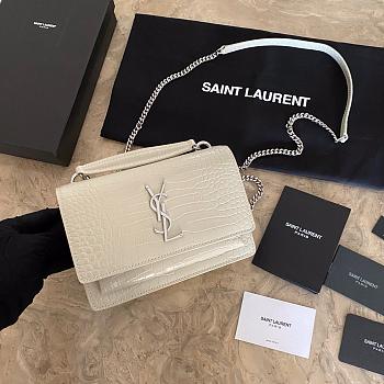 YSL Saint Lauren Sunset In Crocodile Leather-19cm