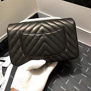 Classic Chanel Chevron Flap Bag Silver Lambskin 20cm Black - 3