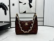 Green Small Hobo Bag Polished Lambskin & Gold-Tone Metal Brown-22.5 × 19.5 × 8.5 cm - 1