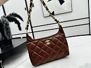 Green Small Hobo Bag Polished Lambskin & Gold-Tone Metal Brown-22.5 × 19.5 × 8.5 cm - 5