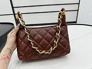 Green Small Hobo Bag Polished Lambskin & Gold-Tone Metal Brown-22.5 × 19.5 × 8.5 cm - 3