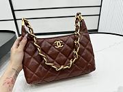 Green Small Hobo Bag Polished Lambskin & Gold-Tone Metal Brown-22.5 × 19.5 × 8.5 cm - 2
