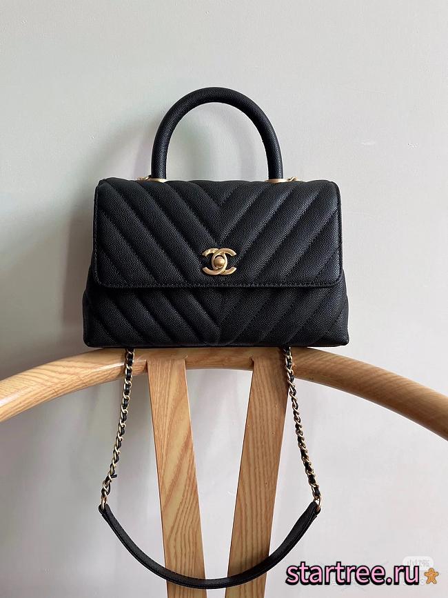 Chanel Coco Handle Chevron Bag Black-23cm - 1