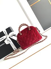 Chanel Chain Clutch Red In Velvet-11*16*5.5cm - 3