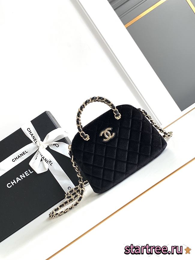 Chanel Chain Clutch Black In Velvet-11*16*5.5cm - 1
