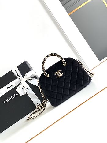 Chanel Chain Clutch Black In Velvet-11*16*5.5cm