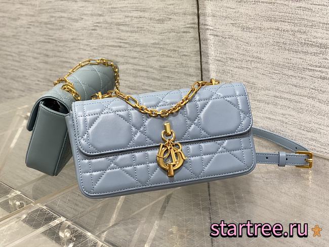 DIOR Miss Daisy Mini Bag Blue lambskin leather oversized rattan-22x12.5x4cm - 1