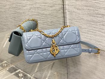 DIOR Miss Daisy Mini Bag Blue lambskin leather oversized rattan-22x12.5x4cm