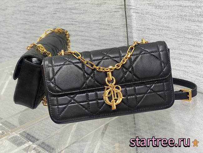 DIOR Miss Daisy Mini Bag Black lambskin leather oversized rattan-22x12.5x4cm - 1