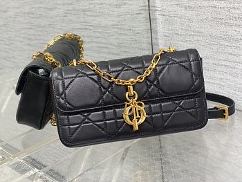DIOR Miss Daisy Mini Bag Black lambskin leather oversized rattan-22x12.5x4cm