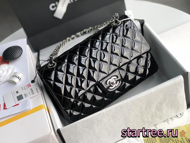 Chanel Classic Flap Patent Leather Bag In Black -25cm  - 1