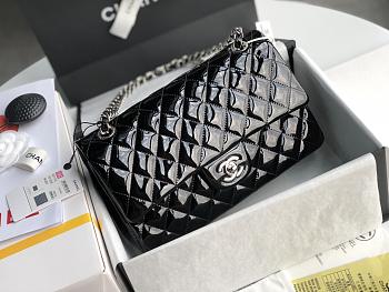 Chanel Classic Flap Patent Leather Bag In Black -25cm 