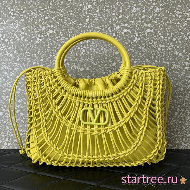 Valentino Allknots Woven Leather Shopper Yellow - 38x34x7 cm - 1