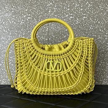 Valentino Allknots Woven Leather Shopper Yellow - 38x34x7 cm