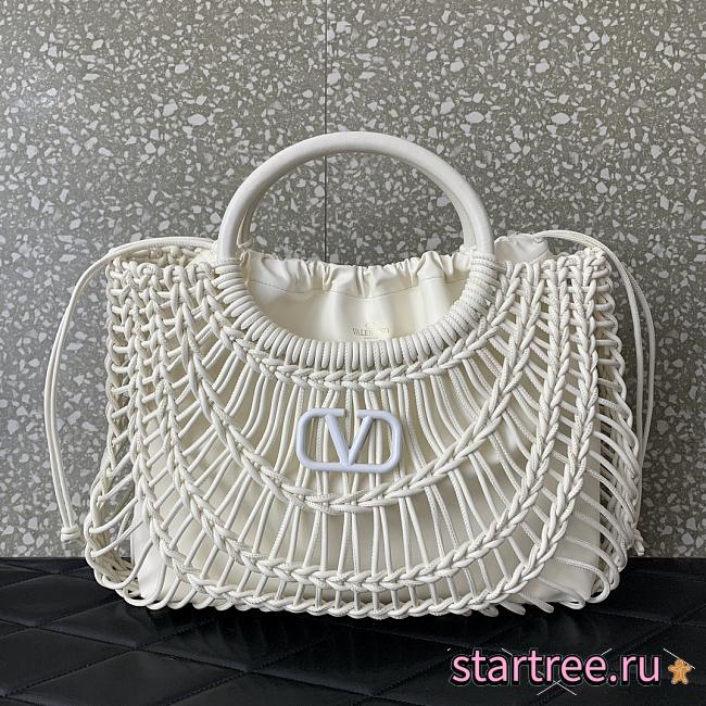 Valentino Allknots Woven Leather Shopper White - 38x34x7cm - 1